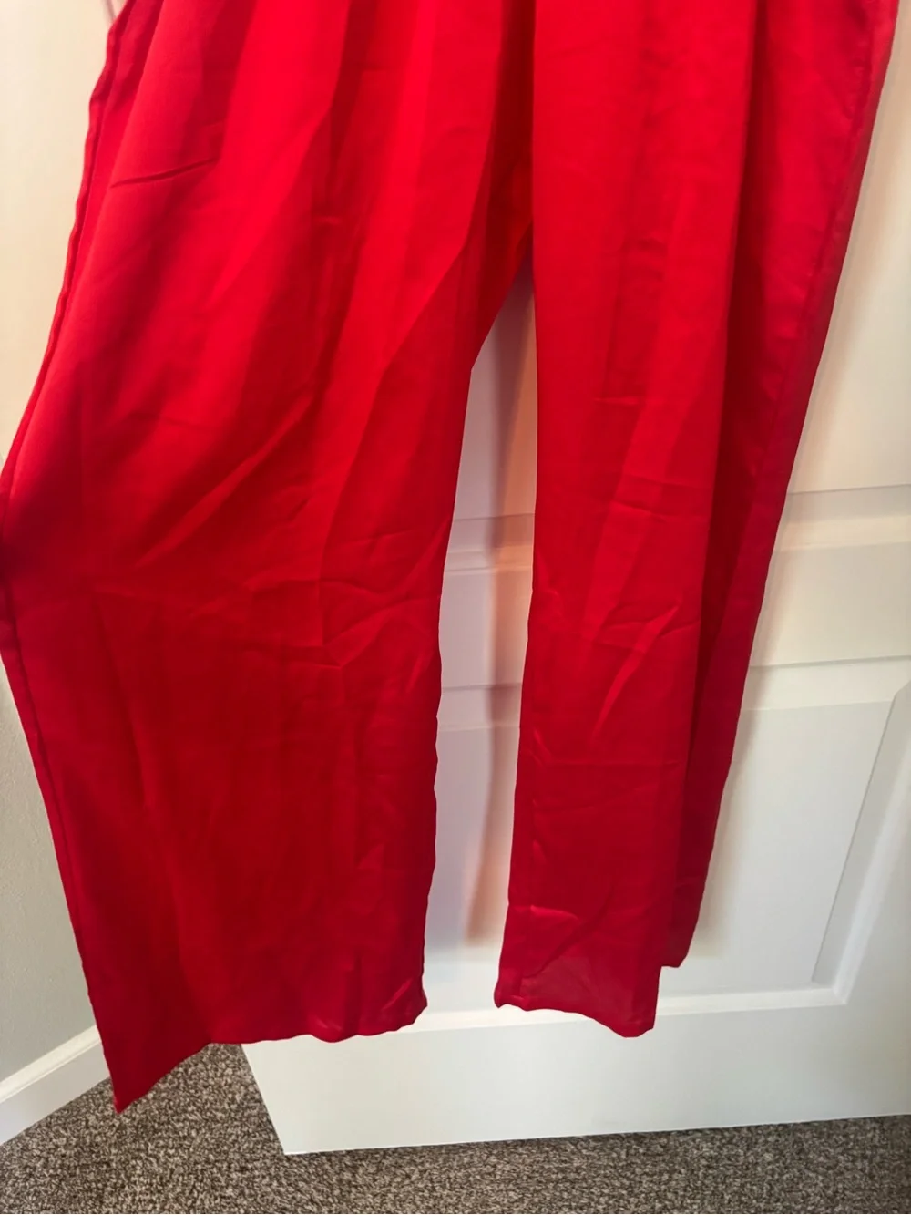 Nasty Gal Red Sleeveless Jumpsuit with White Collar - Picture 3 of 16